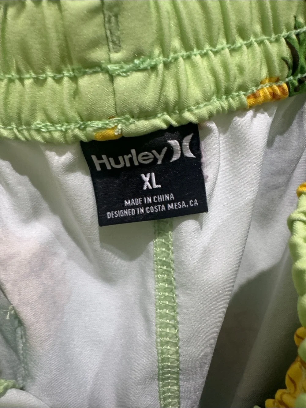 Hurley Pineapple Print Swim Shorts in Lime and Yellow